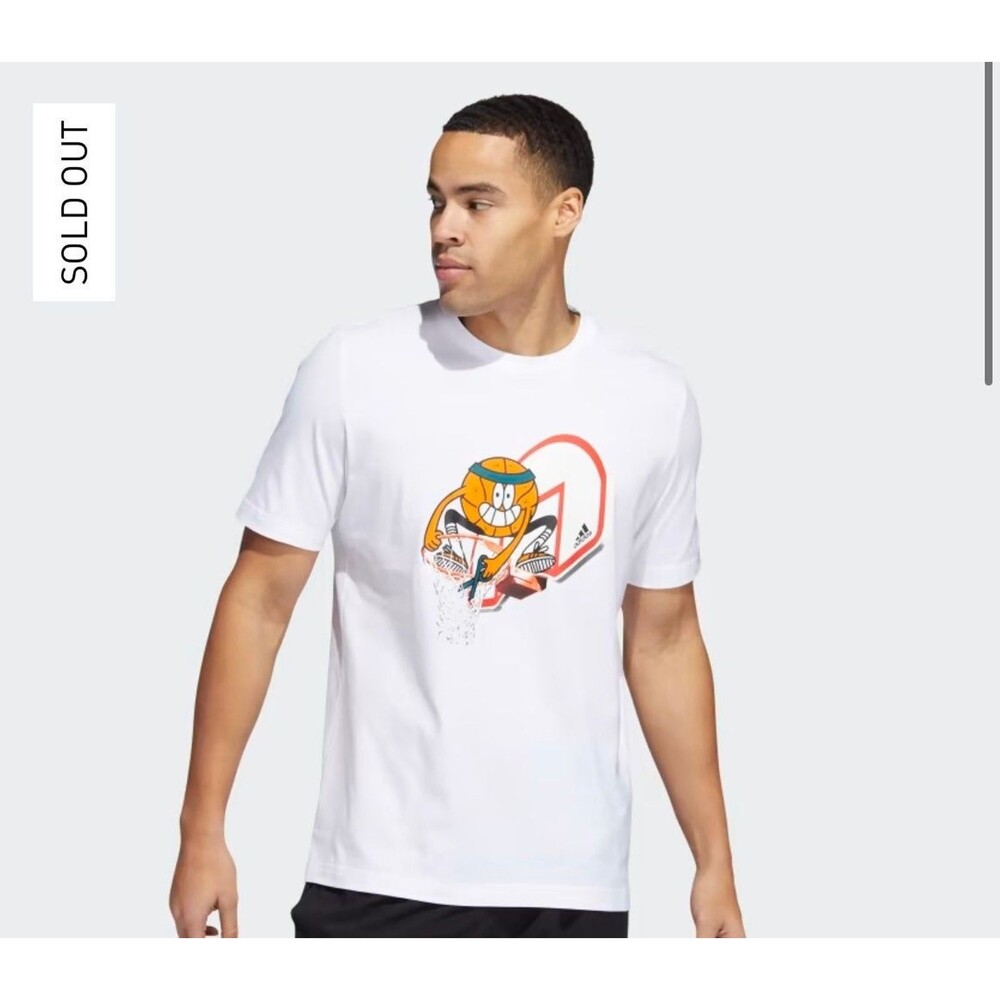 Adidas T-Shirt Strip Basketball Cartoon  Medium